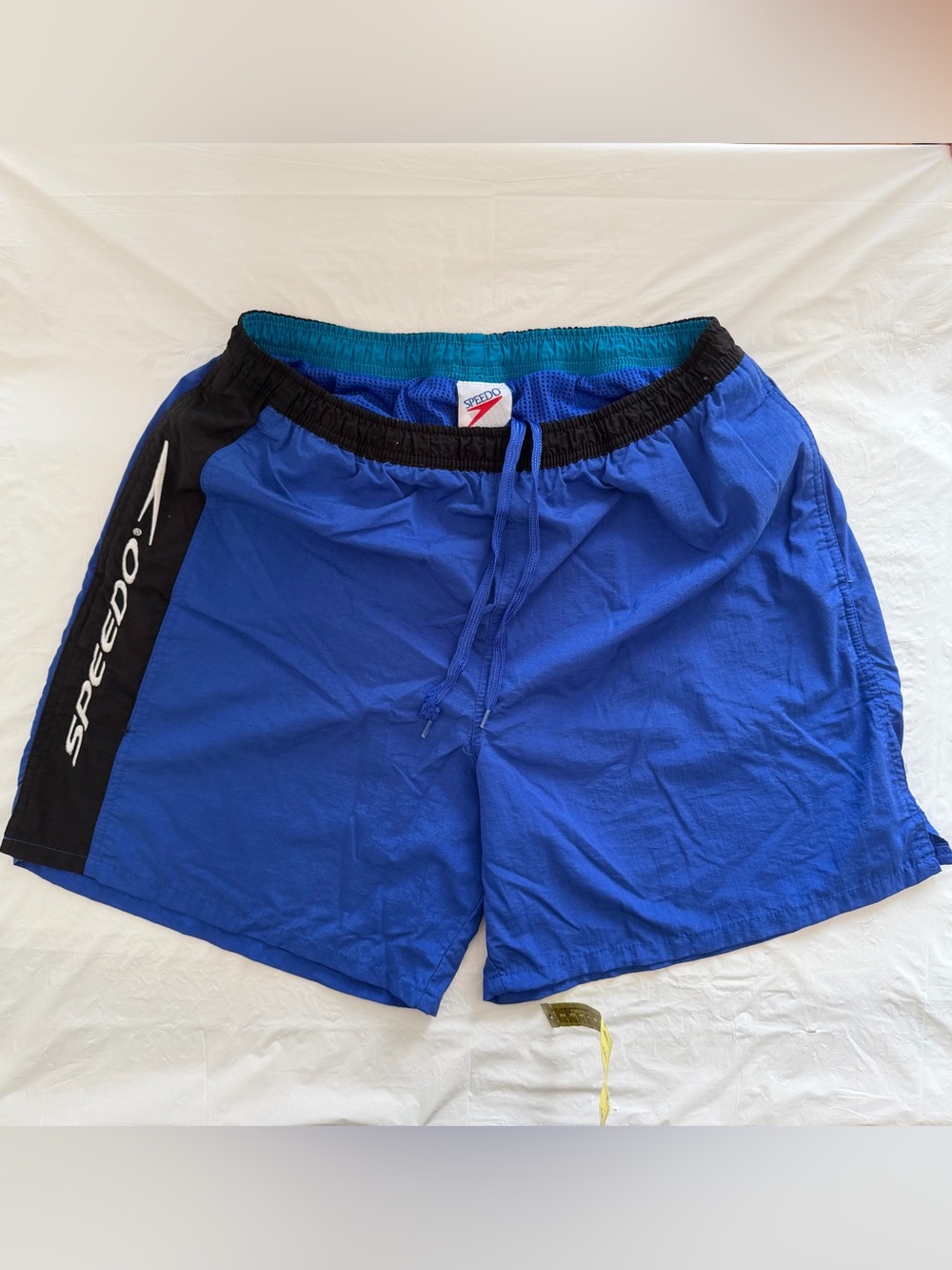 Vintage 90s Speedo Side Logo Swim Trunks Blue Teal Large